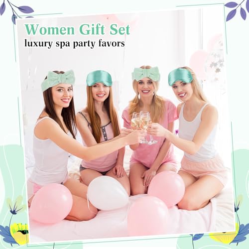 6 Set Spa Gifts Bulk for Women, Sleepover Party Favors Supplies for Bridesmaid Bridal Shower Wedding Guests Baby Shower Birthday Gift with Towels Socks Hair Tie Clip Eye Masks(Sage Green) - color: Sage Green