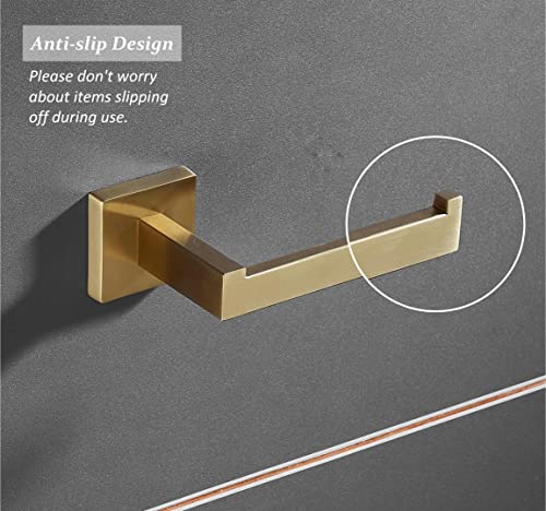 Bathroom Hardware Accessories Set Gold: Brushed Toilet Paper Holder Hand Towel Holder Towel Hook - Wall Mounted Stainless Steel 3 Pieces Towel Bar Set SHUNLI - color: 3-piece/Brushed Gold, size: 3-Piece A