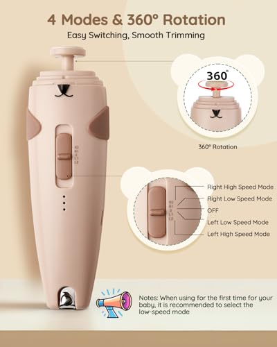 Lilian&Gema Baby Healthcare and Grooming Kit, 28-in-1 Rechargeable Nail Trimmer Electric Set, Dual Auto Light Baby Nail Care Kit, Portable Newborn Nursery Health Care Set for Infant Toddlers Boy Girl - color: Brown