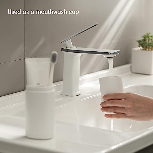 BALUCA Travel Toothbrush Case, Portable Tooth Brush Holder and Toothpaste Cover Container with Mouthwash Cup, Compact Oral Clean Tools Organizer for Traveling/Camping/School/Home - Large Capacity - color: White, size: Large