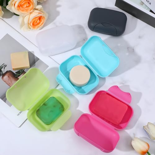 20 PCS Soap Box Holder,Plastic Travel Soap Dish, Portable Leak Proof Soap Case Container for Bathroom,Camping,Gym,Business Trip,10 Colors