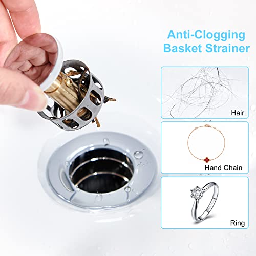 CREA Bathroom Sink Drain Chrome, Sink Stopper Pop Up Drain for Bathroom Vanity Kitchen Sink with Overflow - color: Chrome
