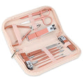 Nail Clippers & Beauty Tool Portable Set, Rose Gold Manicure Set, 12 in 1. | Martensitic Stainless Steel, Pink Leather Bag, Suitable for Home, Workplace, Outdoor Travel, Gift Giving, Salon.