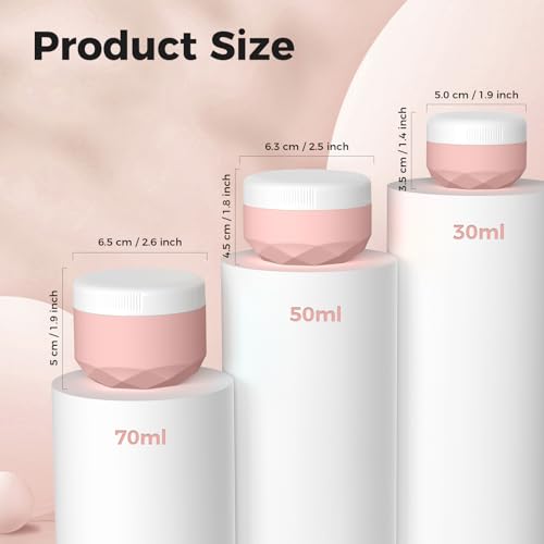 Travel Containers for Toiletries, 4-Pack TSA Approved Silicone Jars (2.5oz) - BPA Free Leakproof Cosmetic Containers for Creams, Lotion, Skincare & Makeup with Bonus Waterproof Bag - color: Pink, size: 75ML