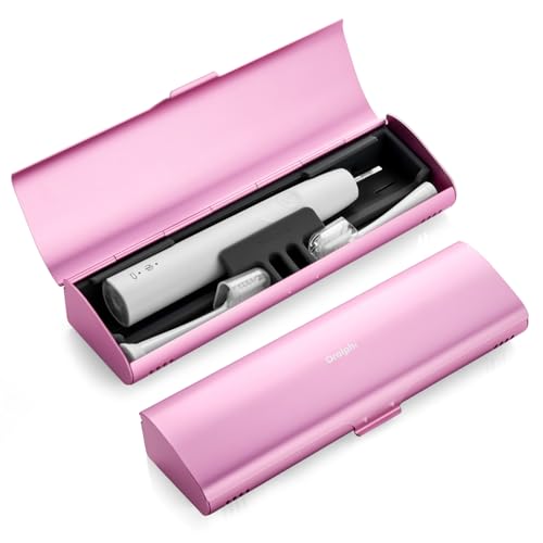 Aluminum Electric Toothbrush Travel Case, 2 in 1 Travel Toothbrush Holder for Oral B/Oral-B Pro 1000 1500 5000 and Most Electric Toothbrush for Traveling, Removable Silicone Liner-Pink - color: Pink