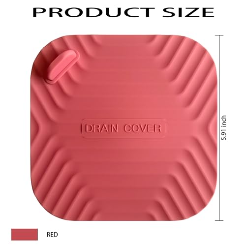 Shower Drain Cover Tub Stopper,2 Pieces Sewer Anti-Odor Mat Deodorizing Drain Plugs for Kitchen,Bathroom and Laundry(5.9x5.9 inch) Red - color: Red/2-piece Set