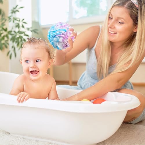 10 Pack Bath Sponges Loofahs 40g,Soft Mesh Shower Loofahs,Body Scrubber Bath Balls for Women and Men Children Washing,Beauty Bathing Accessories,Set of 5 Flower Color - color: Style B - 40g
