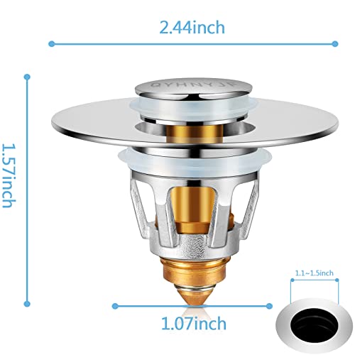 QYHNYJF Bathroom Sink Stopper with Hair Catcher – Universal Pop-Up Drain Strainer for 1.1–1.5 inch US Standard Sink Drain Holes, Includes 3 Sets of Silicone Gaskets - color: Gaskets * 2 Sets