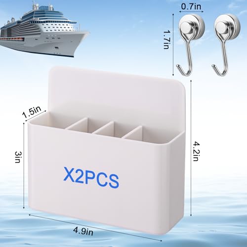 Palksky 2pcs Magnetic Toothbrush Holder for Cruise Essentials 2025, Tooth Brush Organizer with 2 Magnetic Hooks for Alaska/Caribbean Cruise Must Have - color: 2 Pcak Magnetic Toothbrush Holder