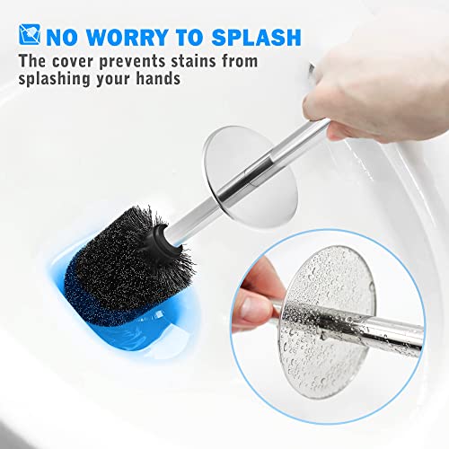 Toilet Brush and Holder, 2 Pack Toilet Brush with 304 Stainless Steel Long Handle, Toilet Bowl Brush for Bathroom Toilet-Ergonomic, Elegant,Durable (Grey) - color: Gray