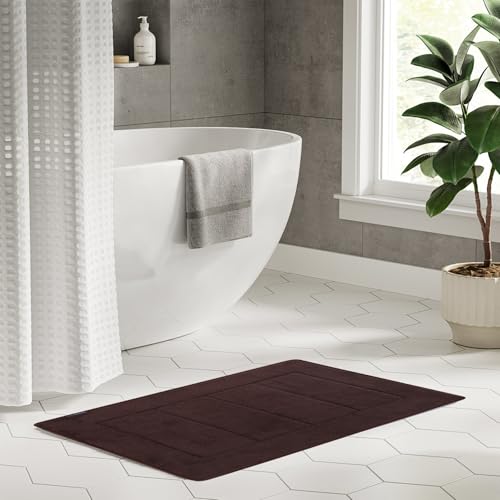 Bathroom Rugs, High Density Memory Foam Bath Mat, Absorbency & Non-Slip, Easy Care, Machine Washable Bath Mats for Bathroom, Shower&Tub, Modern Coral Velvet (Brown, 17" x 24") - color: New Brown, size: 1'5" x 2' (Rectangular)