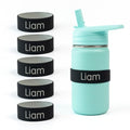 Mabel’s Labels Personalized Two-Tone Engraved Silicone Name Bands – Reusable Dishwasher-Safe Name Bands for Water Bottles, Sippy Cups & Drinkware (Black & Gray, 5 Pack) - color: Black/Grey, size: 5 Count (Pack of 1)