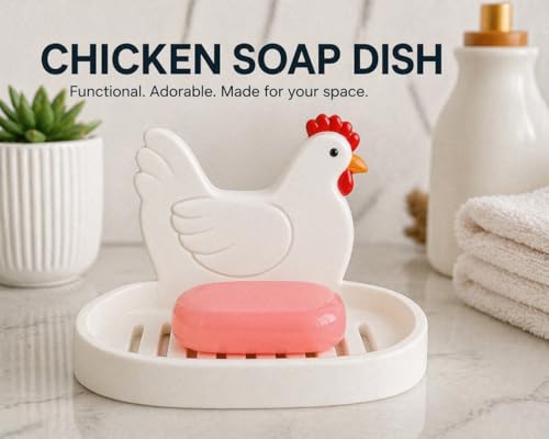 Chicken Self Draining Soap Dish Cute Decorative Bathroom Soap Holder