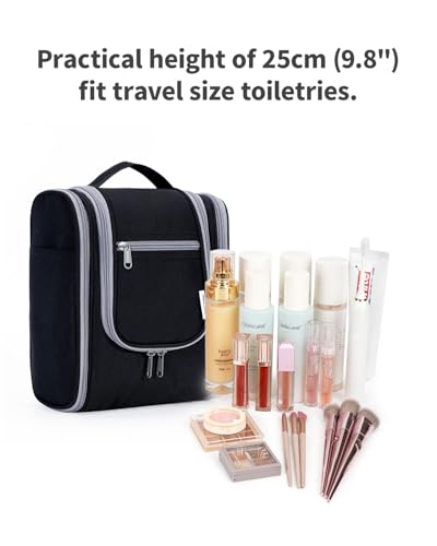 Narwey Small Hanging Travel Toiletry Bag Cosmetic Make Up Organizer for Women and Men (Medium, Black) - color: AB-Black, size: Medium