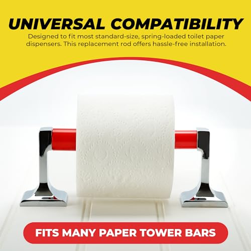 Qualihome RED Universal Plastic Spring Loaded Toilet Paper Roll Holder Replacement Rod, RED Toilet Paper Roll Replacement Rod - color: Red