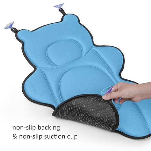 Infant Baby Bath Cushion,Fits Inside Most Baby Bathtubs, Breathable Soft Baby Bath Support Seat,Baby Bath Pad Bath Pillow for Bathtub,Newborn Bath Mat with 4 Suction Cups (Blue) - color: Blue