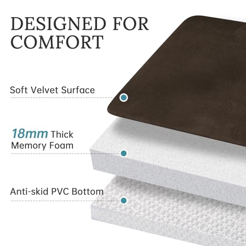 HUXMEYSON Bathroom Rugs Sets 3 Piece, Ultra Soft Velvet Memory Foam Bath Rugs, Non-Slip & PVC Backing Bathroom Mat Set, Washable Quick Dry Bath Rug - Brown - color: Brown, size: 17"x24"+20"x32"+U Shape 20"x24"