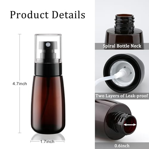 Cosywell Travel Spray Bottle 2oz 60ml 3 Pack TSA Approved Leak Proof Fine Mist Spray Bottles Empty Plastic Refillable Spray Bottle for Perfume Essential Oils Toners Rose Water Cosmetics（3Brown） - color: 3 Brown, size: 2 oz