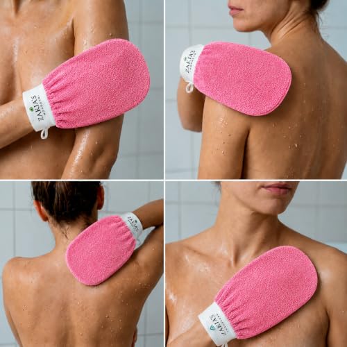 Original Kessa Exfoliating Glove - Lively Pink - Microdermabrasion Exfoliating Mitts, Removes unwanted dead skin, dirt and grime and Keratosis Pilaris. Great for spray tan removal. 1 unit | Microdermabrasion, Removes dead skin, dirt and grime, spray tan r