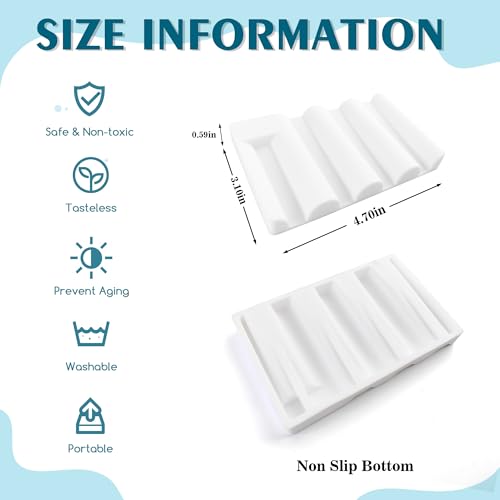 Silicone Soap Dish,Self Draining Soap Holder Perfect for Shower,Bathroom Sink,Kitchen Sink & Travel,Non-Slip Bar Soap Holder Extend Soap Life,Keep Soap Bars Dry & Easy Cleaning White-2Pcs - color: White-2pcs