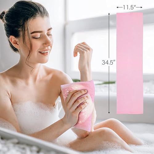 Yiclick Exfoliating Washcloth Towel- Exfoliating Body Scrubber Exfoliator, Back Scrubber for Shower Bath, Exfoliate Rags Wash Cloths, Loofah Lufa Sponge, Body Scrub & Exfoliation Women Men - color: Blue