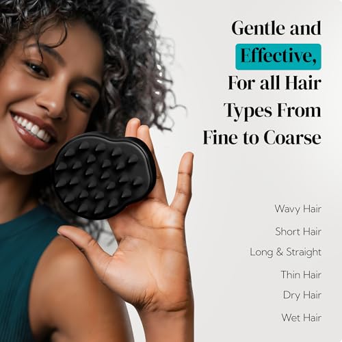 HEETA Hair Scalp Massager Shampoo Brush 2 Pack, Soft Silicone Bristles to Remove Dandruff, Waterproof Hair Scrubber for Both Wet Dry Use, Suitable for Men & Women (Black & Purple) - color: 01- Purple & Black