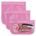 HIONXMGA TSA Approved Toiletry Bag, Set of 3 Clear Travel Toiletry Bag Quart Size Zipper Travel Pouch, Waterproof Makeup Cosmetic Bag for Women Men Kids Toiletries Carry on, Pink - color: Pink, Mixed Sizes