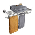 KOKOSIRI 24 Inch Towel Shelf with Double Towel Bars Bathroom Towel Rack Towel Holder Wall Mounted SUS 304 Stainless Steel, Brushed Nickel, B6005BR-L24 - color: Brushed Steel, size: 24 Inch