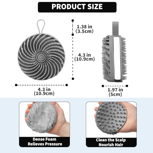 Larger Silicone Body Scrubber&Scalp Massager Hair Growth,Dual Sided Dual-Use,Exfoliating Body Scrubber,Wet&Dry Brush for Hair Massager Scalp,Silicone Shower Scrubber (Grey) - color: Grey