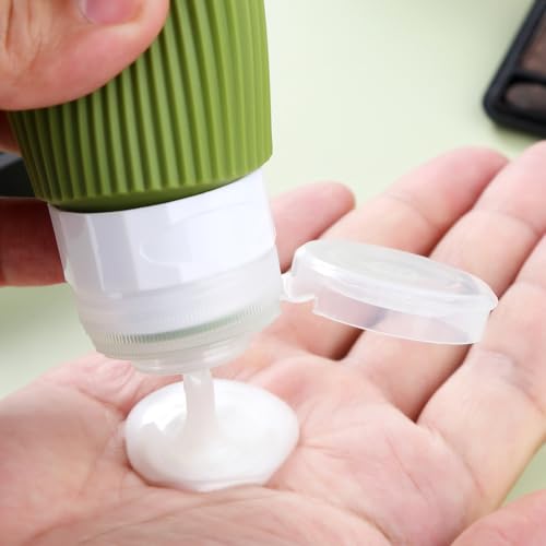 Mrsdry Travel Bottles for Toiletries, Tsa Approved 3oz Portable Travel Bottles, BPA Free Leak Proof Squeezable Silicone Travel Size Containers, Travel Accessories with Clear Toiletry Bag (4 Pack) - color: Forest Green, size: 3 Ounces