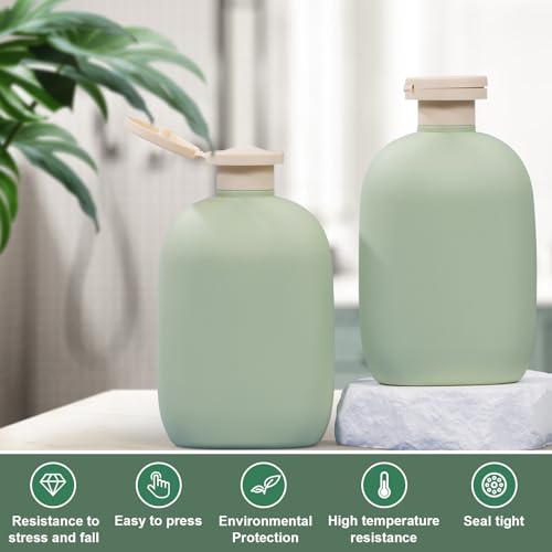 8.8 oz Plastic Travel Shampoo Bottles, Empty Plastic Squeeze Bottles with Flip Cap for Toiletries, Leakage-proof Travel Shampoo and Conditioner Bottles (4 pack, Green) - color: Green, size: 8.8 ounces