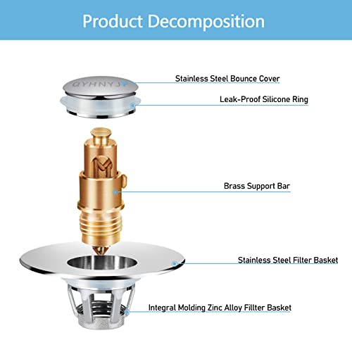2Pcs Bathroom Sink Stoppers ，Pop Up Drain Stopper for Bathroom Sink，‎2-in-1 Sink Stopper & Strainer,Universal Wash Basin Sink Stopper，for 1.1"~1.5" Bathroom Sink Drain（Silver） - color: Silver*2