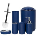 CERBIOR Bathroom Accessories Set 6 Piece Bath Ensemble Includes Soap Dispenser, Toothbrush Holder, Toothbrush Cup, Soap Dish for Decorative Countertop and Housewarming Gift (Blue) - style: Blue