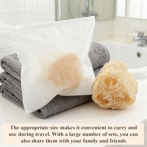 24 Pcs Mini Natural Loofah Sponges, 12 Pcs 2 Inch Single Wrapped Egyptian Loofah Bath Sponge with 12 Travel Pouches, Exfoliating Shower Scrubber for Body Face Skin Care & Kitchen Cleaning