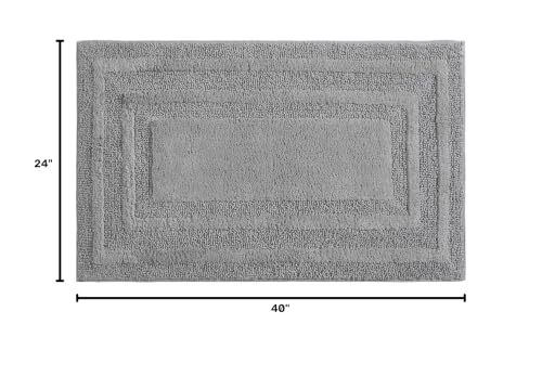 Eddie Bauer - Bathroom Rug, 100% Soft Plush Tufted Cotton Bath Rug, Highly Absorbent, Quick-Dry, and Skid-Resistant Backing (Logan Chrome Grey, 24" x 40") - color: Chrome Grey, style: 24" x 40"