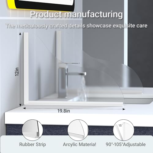 Shower Splash Guard Kit - Large Size Thickened Water Blocker with Extra-Strong Adhesive for Walk-in Shower/Bathroom/Bathtub/Kitchen Sink - Acrylic Plate Pack of 2(10"x12") - color: White Clear