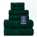 COZYART Dark Green Bath Towel Set 6Pcs, Turkish Cotton Hotel Soft Absorbent Thick Bathroom Towel Sets of 6 with 2 Large Bath Towels, 2 Hand Towels, 2 Washclothes, 650 GSM - color: Green- Dark Green, size: 6 Piece Towel Set