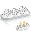 Bar Soap Holder, Stainless Steel Shampoo Bar Holder for Bathroom Shower Wave-Shaped Self Draining Soap Dish with Water Tray for Shampoo Bars, Conditioner Bars (White, 7.4"×3.2")