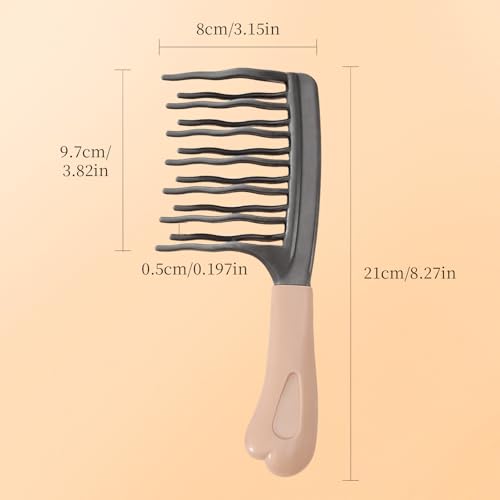 Wide Tooth Comb for Curls, Detangling Comb with Double Row Wavy Tooth for Curly/Wavy/Thick/Long/Wet & Dry Hair, Detangler Hair Brush Large Tooth Shower Hair Comb for Women Girl Men - color: Grey