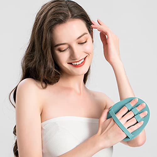 1 Pack Soft Silicone Shower Brush, Body Scrubber Exfoliating Skin Massage | Body Wash Bath Dry Skin Brushing Glove Loofah, Fit for Sensitive and All Kinds of Skin(Eucalyptus Green) - color: Eucalyptus Green