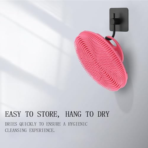 INNERNEED Food-Grade Soft Silicone Body Scrubber Shower Brush Handheld Cleansing Skin Brush, Gentle Exfoliating and Lather Well (Dark Green+Pink) - color: (Set) Dark Green+pink