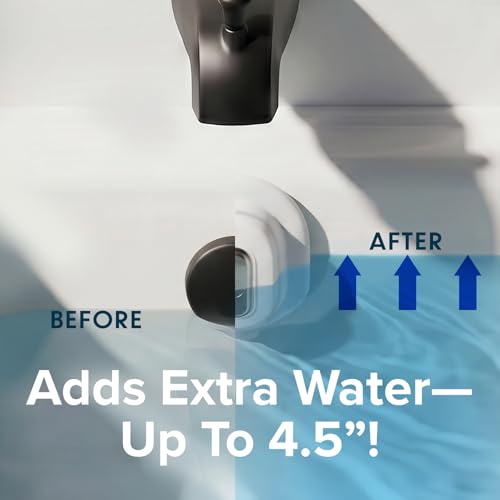 SlipX Solutions Better Soak, Overflow Drain Cover, Adjustable Bathtub Depth Extender, Fits All Drain Types for The Deepest Baths, Silicone, White