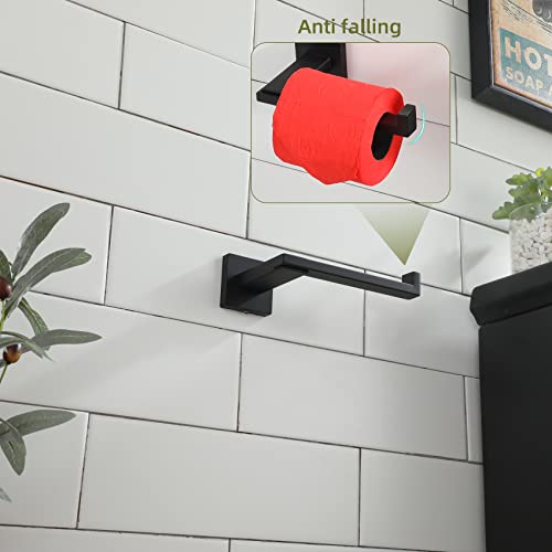 KOKOSIRI Black Toilet Paper Holder for Bathroom Tissue Paper Dispenser Stainless Steel Toilet Roll Holder Hold Mega Rolls Wall Mounted, B2006BK - color: Matte Black