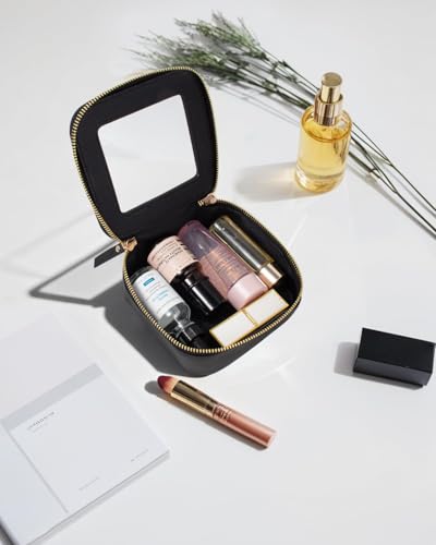 Travel Clear Makeup Bag Set, TSA Approved Cosmetic Bag Case with Zipper Portable Makeup Pouch Toiletry Bag Traveling Cosmetic Organizer Storage Bag Car Organizer Car Essentials - color: Mini Black