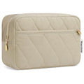 Noozion Makeup Bag Travel Toiletry Bag, Puffy Padded Cosmetic Bag for Women, Makeup Organizer Case, Wide-open Pouch Purse, Travel Essentials - color: Camel 2