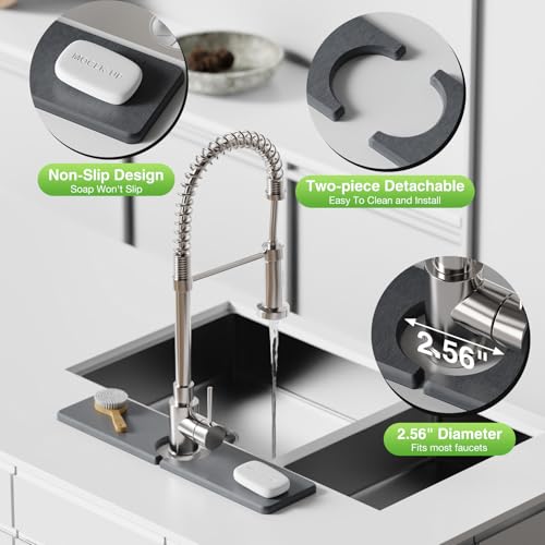 15.8" x 4" Stone Faucet Mat for Kitchen Sink, Quick Drying Diatomite Sink Tray, Faucet Sink Splash Guard for Prevents Moisture Buildup (Dark Gray) - color: Dark Gray, size: 15.8" x 4"