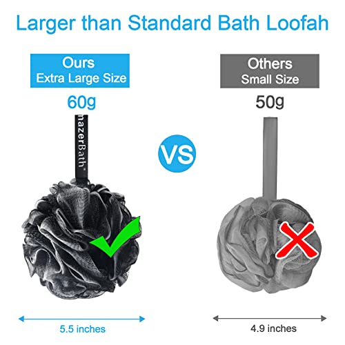 AmazerBath Loofah Sponge 60g/Piece, Loofah for Men Body Scrubber - Bath Sponge Loofa Set of 4 Black - style: Black