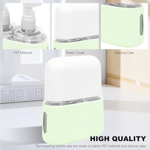 Skycase Travel Bottles - Leak Proof Refillable Tsa Approved Travel Size Toiletries, 2 in 1 Liquid Bottles Containers with Labels and Funnel Airplane Accessories Kits for Lotion Liquid (Green) - color: Green, size: 2 in 1