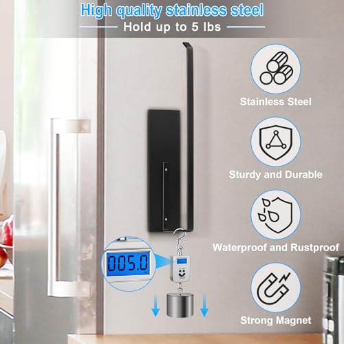 Paper Towel Holder Black, Toilet Paper Roll Holder Magnetic Towel Rack Wall Mount Fridge Organizer Shelf for Towels Rolls Bar Bathroom Toilet Pantry RV Essentials Kitchen Organizers and Storage 2 Pack - color: Black
