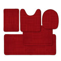 5 Piece Bathroom Rugs Set - Soft Non Slip Memory Foam Large Mats - Perfect Combination of Luxury and Comfort (Burgundy/Line Design, 5 Piece Set) - color: Burgundy/ Line Design